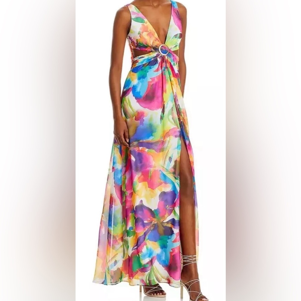 Liv Foster colorful special occasion maxi dress, sz 6